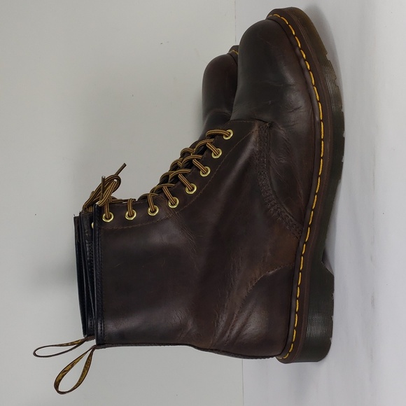 DR. MARTENS AIR WAIR 11822 BROWN OIL LEATHER 8 EYE LACE UP ANKLE BOOTS MEN'S 13 - Picture 4 of 16